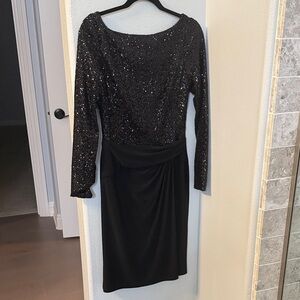 Lauren Ralph Lauren Black Sequin Long Sleeve Dress